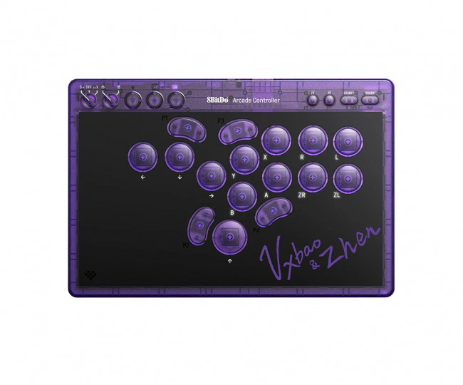 Ігровий аркадний контролер 8BitDo Arcade Controller - Transparent Purple Signature Edition